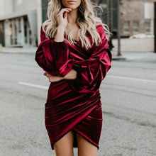 Load image into Gallery viewer, 2019 Fall Winter Dress Women Vintage Velvet Dress Plus Size Elegant Sexy Bodycon Evening Party Office Lady Dress